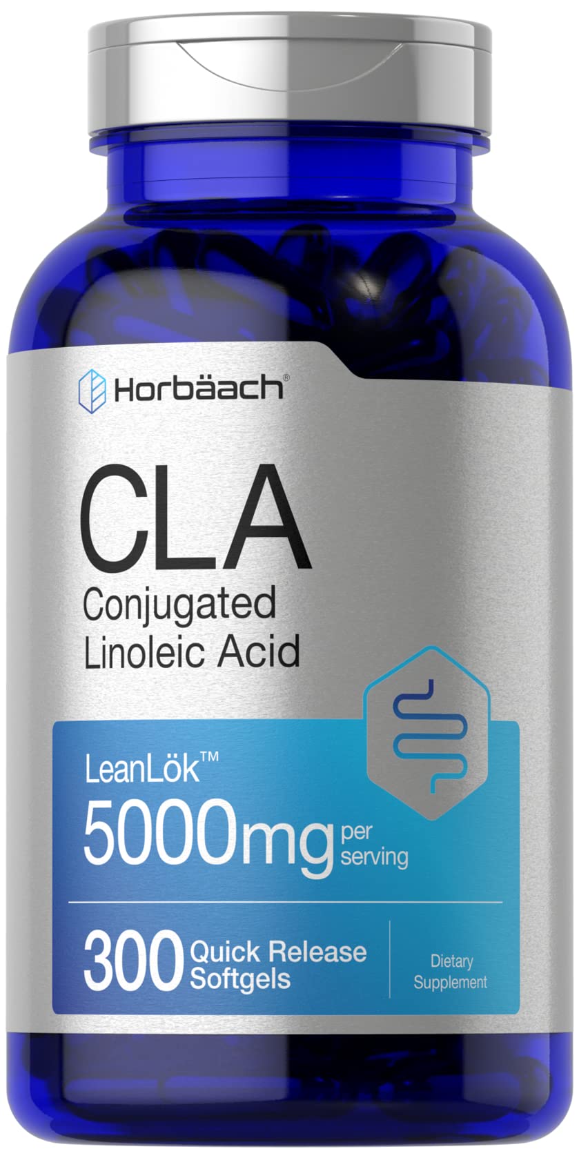 Horbäach CLA Supplement | 300 Softgel Pills | Maximum Potency | Conjugated Lineolic Acid from Safflower Oil | Non-GMO, Gluten Free