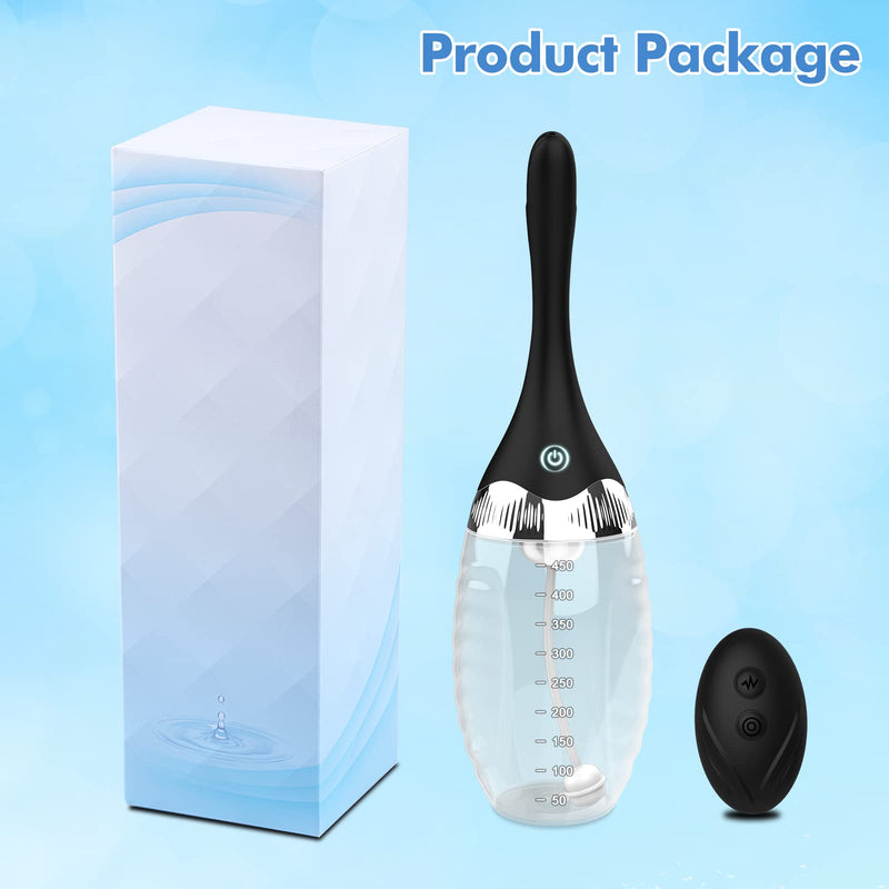 [Australia] - Automatic Electric Enema Bulb with 3 Speeds, Silicone Enema Anal Douche Cleaner for Men Women Colon Cleansing, Remote Control Reusable Enema Kit Cleaner Anti-Backflow Douche for Easy Cleaning 15oz 