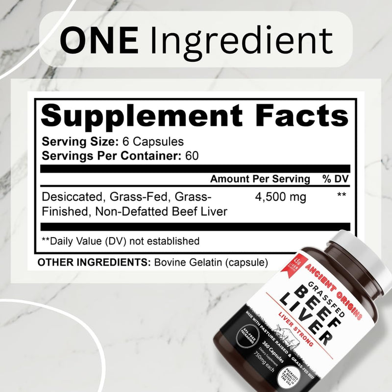 [Australia] - Grass Fed Beef Liver Capsules, Supports Energy Production, Cleansing, Digestion, Immunity and Full Body Wellness, Non GMO, Freeze Dried Liver Support Supplement, 360 Capsules 