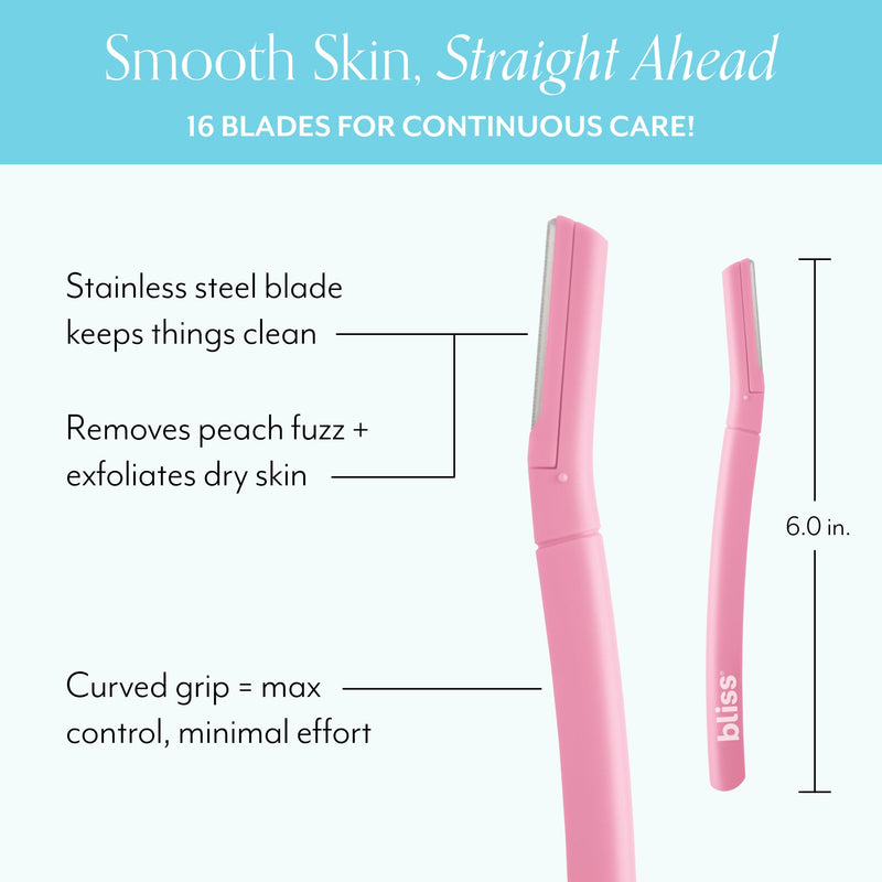 [Australia] - Bliss Stainless Steel Disposable Dermaplaning Tools | Facial Exfoliator and Eyebrow Razor to Dermaplane Peach Fuzz - 8 pack 