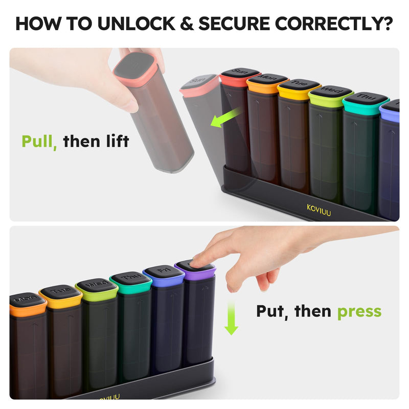 [Australia] - Weekly Pill Organizer 3X a Day, Detachable Pill Box 7 Day, Large 3 Times Daily Pill Case, Travel Pill Container Holder, Week Medication Dispenser Pillbox for Vitamin Supplement Medicine, Black 