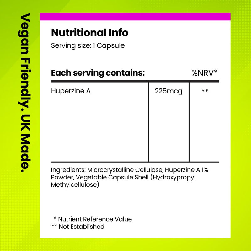 Huperzine A 225mcg | Nootropic Supplement | 120 Vegan Capsules | 4-Month Supply | Memory, Learning, Cognitive Function & Concentration Support | Fitimins