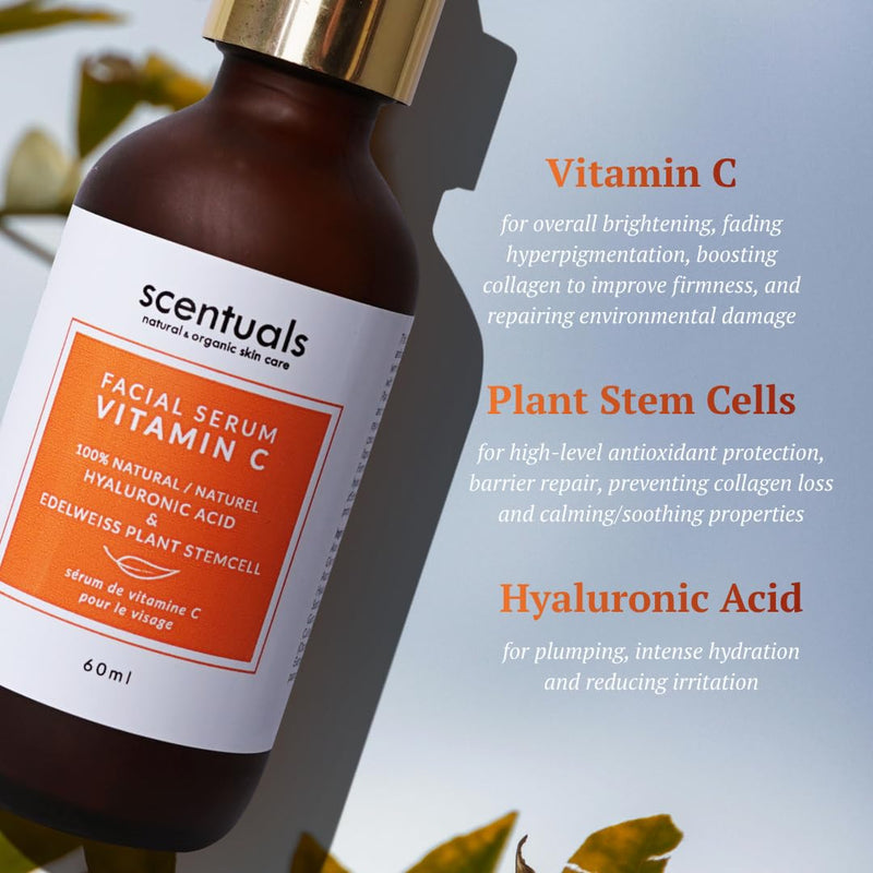Scentuals Vitamin C Serum for Face, Brightening Serum, Reduce Look of Fine Lines & Wrinkles, Water-Based 2 fl.oz|60 ml