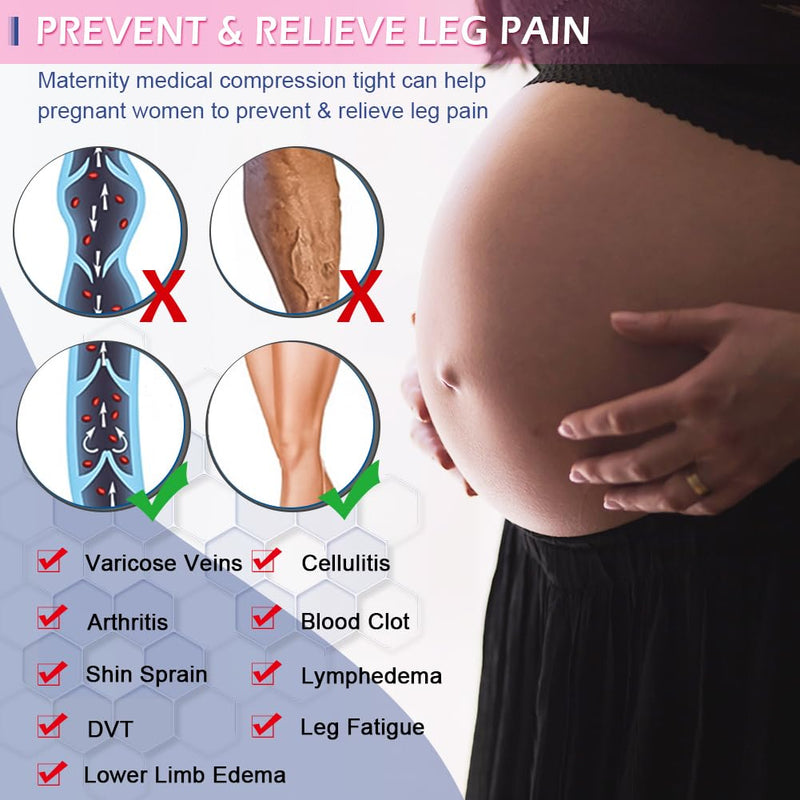 [Australia] - beister Maternity Medical Compression Tights, 20-30mmHg Graduated Support Pregnancy Legging with Button Elastic Band & Abdominal Protection, Footless High Waist Compression Pantyhose for Varicosity Beige Medium 