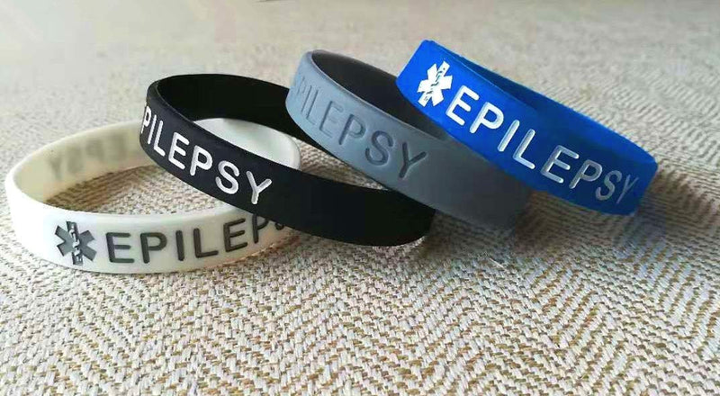 [Australia] - 4 Pack Epilepsy Silicone Medical Alert Emergency Bracelet Wristbands for Man Women 