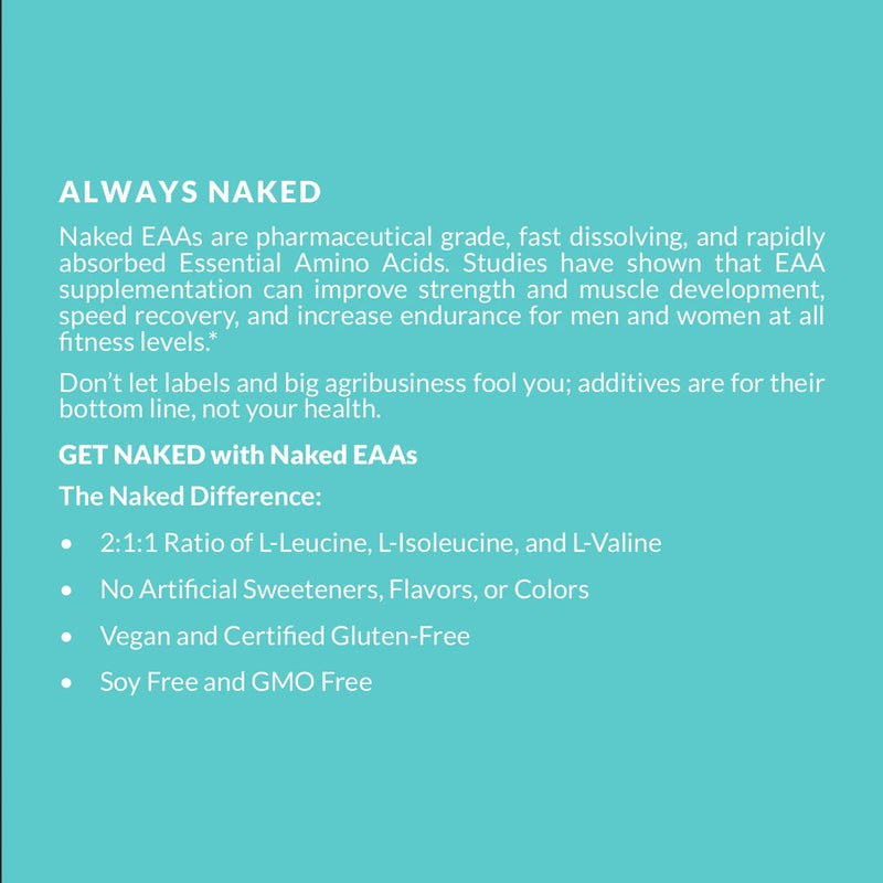 [Australia] - NAKED nutrition Eaas Amino Acids Powder - 50 Servings - Vegan Unflavored Essential Amino Acids 500 Grams - Instantized All Natural Eaa Powder Supplement 