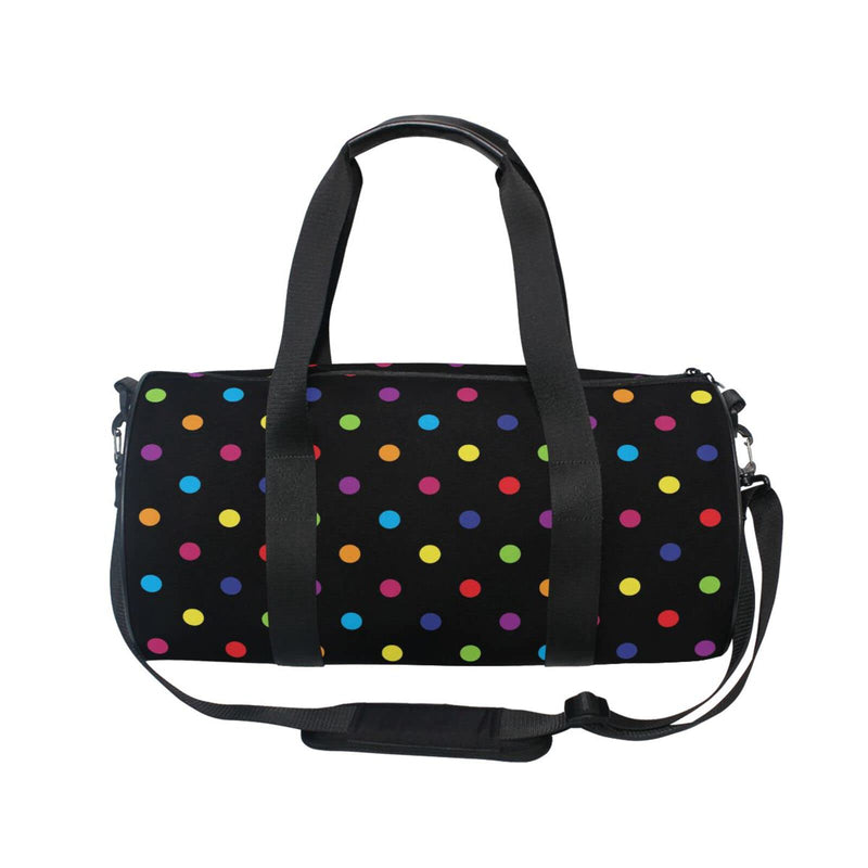 Colorful Polka Dot Black Duffel Bag Sports Gym Bags for Men and Women