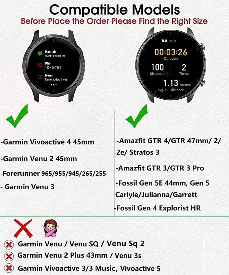 Elastic Bands for Garmin Vivoactive 4/Venu 2 45mm/Venu 3/Forerunner 255/955/265/965 Watch Bands, 22mm Nylon Sport band for Amazfit GTR 4,GTR 3,GTR 2,2e,Ticwatch Pro 3,Fossil Gen 5 for Women Men Black+Green+Gray