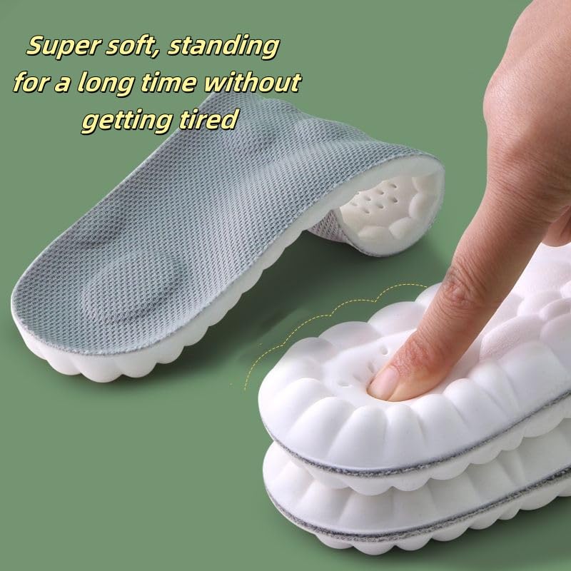 [Australia] - Insoles for Women Man,Cloud Soles for Men Women,4D Cloud Soles for Men,Anti Fatigue, Shock Absorption, Foot Pain Relief (Gray, S) Gray Gray:Men: 6.5-7.5/Women: 8-9 