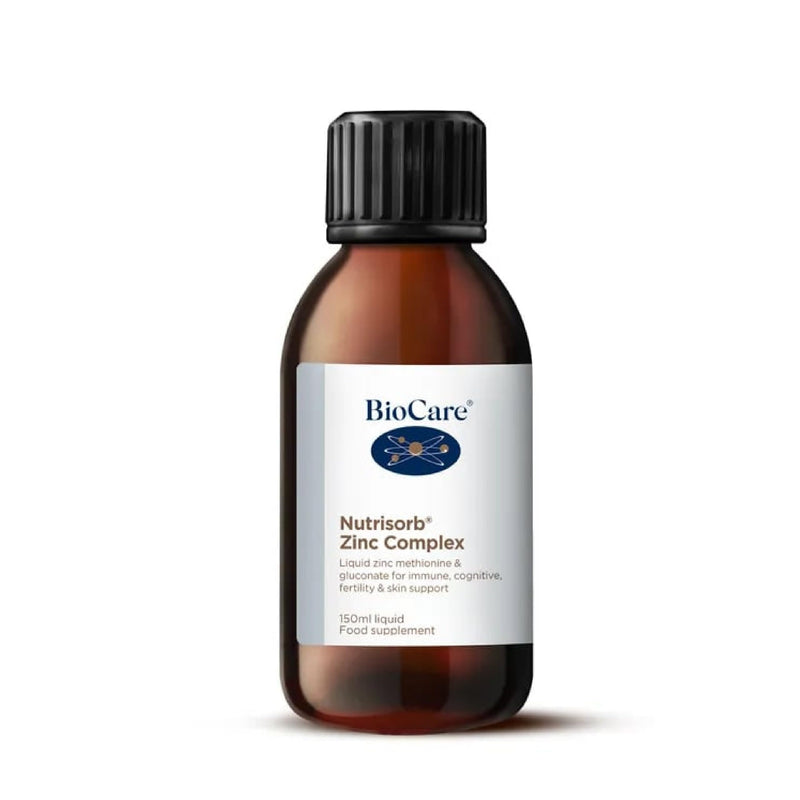 BioCare Nutrisorb Zinc Complex - High Potency Liquid Zinc Methionine & Gluconate for Immunity, Skin, Hair, Nail & Cognitive Support - 150ml