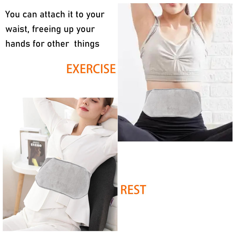[Australia] - Behiruch Hot Water Bottle Belt, 1.2 L Hot Water Bottle with Cover and Soft Waist Cover, 3 in 1 Hot Water Bottle Belt Made of Rubber for Neck Shoulder Back Legs Waist Warming (Grey) 