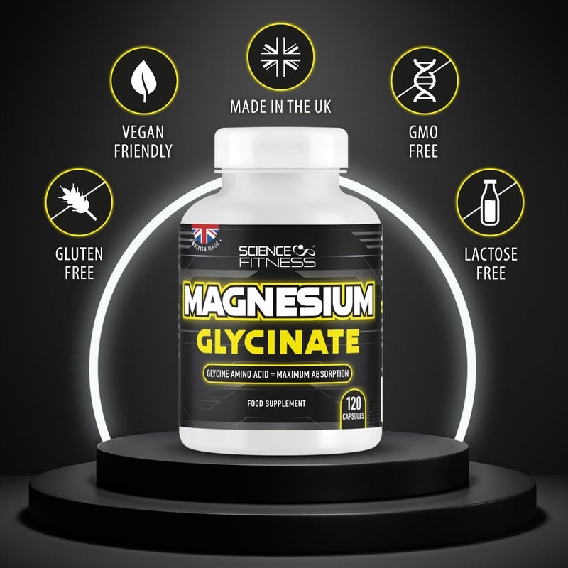 Magnesium Glycinate Supplement, 240 Capsules of Magnesium Bisglycinate, Maximum Absorption,1500mg per Serving, Made in the UK-Science Fitness 240 count (Pack of 1)