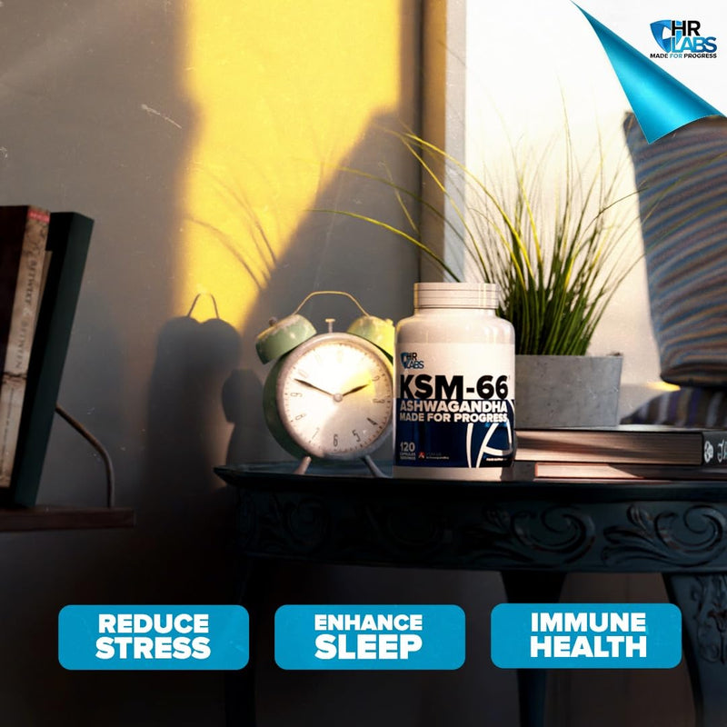 KSM-66 Ashwagandha, Sleep Aid, Stress Reduction, Improves Libido, Testosterone Levels, Immune & Cognitive Function, 120 x 500mg Capsules, Unflavoured