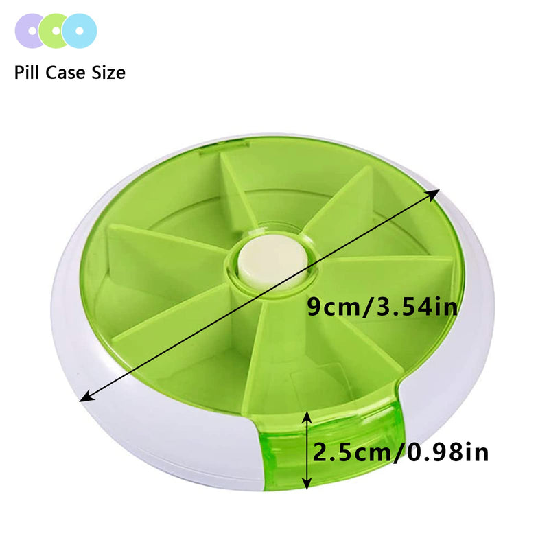 Pill Organizer Travel Pill case for Purse Portable Medicine case Small Weeks Pill Box for Vitamins/Fish Oil/Pills/Supplements (Green 02+Bag) Green 02+bag