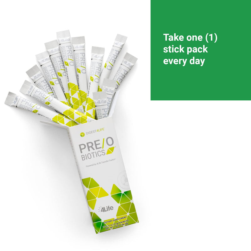4Life Digest4Life Pre/o Biotics Probiotic Prebiotic Gut Health, 15 Packets | Prebiotic fibers, Microbeadlet delivery, Gut flora balance, On the go, Immune wellness, Transfer Factor, Stick packs