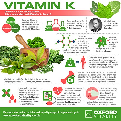 Vitamin D3 2,000iu Vitamin K2-MK7 | 100mcg | 500 Tablets | Bone & Blood | Oxford Vitality | UK Made 500 count (Pack of 1)