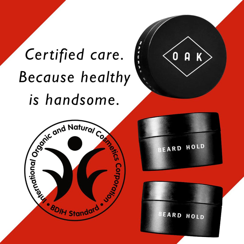 [Australia] - OAK BEARD HOLD I Beard wax, beard pomade (50 ml): Provides hold and compact shape. Beard styling with natural waxes and oils for men with a full beard. Certified natural cosmetics from Berlin. 