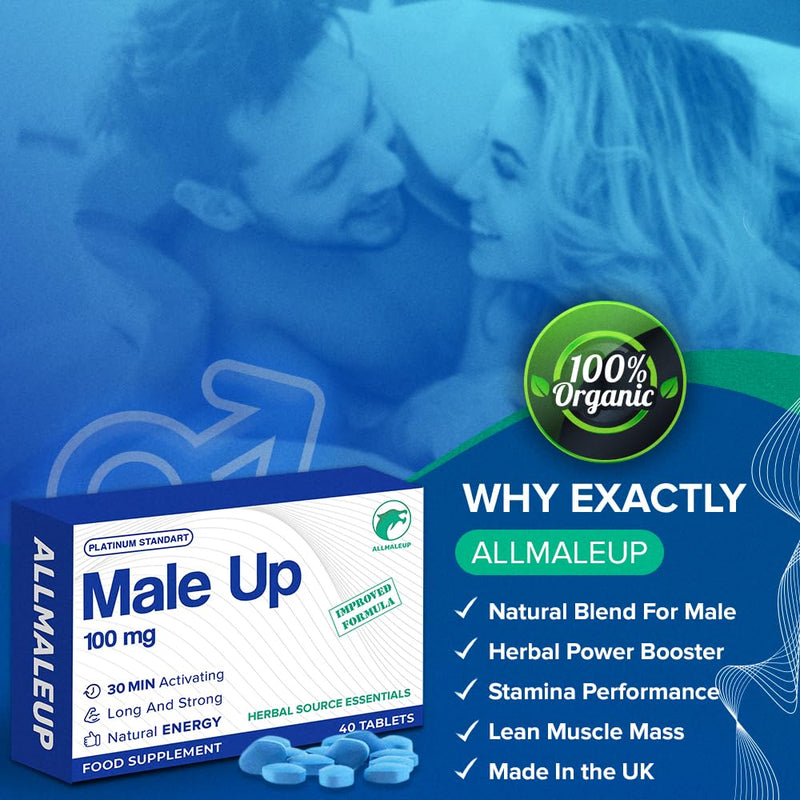 40 Pills for Men - Extra Strong Stamina Booster, Organic Herbal Energy Powder, Long-Lasting Male Supplement, Made in The UK