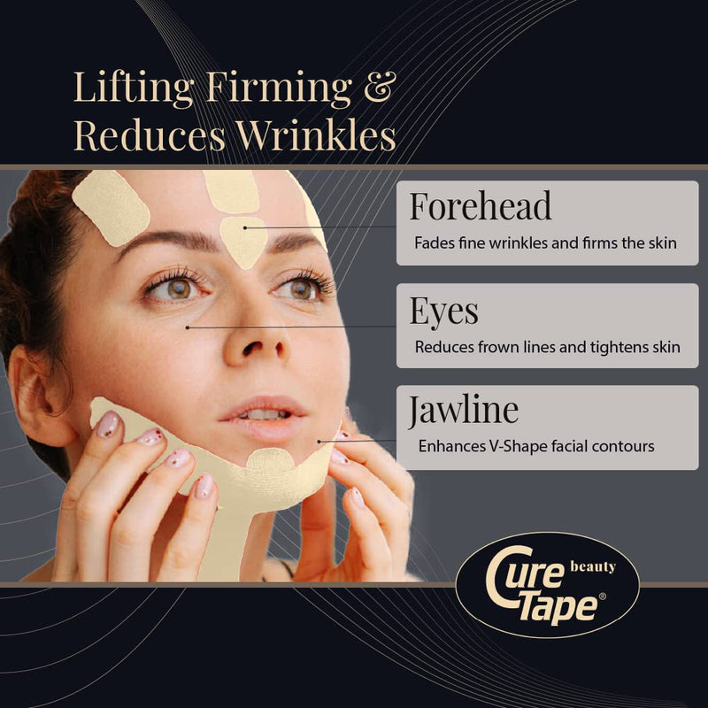 [Australia] - CureTape Beauty Kinesiology Tape | Anti-Wrinkle Face Tape | Face Lift Tape for Toning, Firming & Tightening The Skin | Kinesiology Tape for Face and Sensitive Skin | Soft on The Skin (2'' X 16') 2'' X 16' Light Beige 