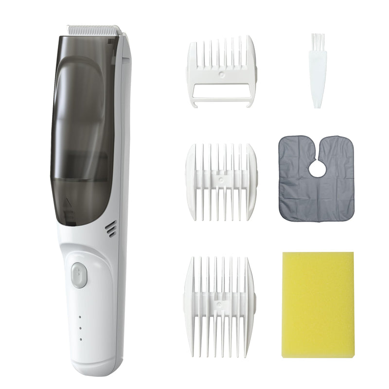 [Australia] - FERRISA Vacuum Baby Hair Clippers,Silent Hair Clippers for Kids,Cordless Baby Hair Trimmer,Waterproof Baby Hair Cutting Kit for Fine/Curly Hair,Infant Toddler Hair Clippers Auto Suck Snipped Hair Gray-white 