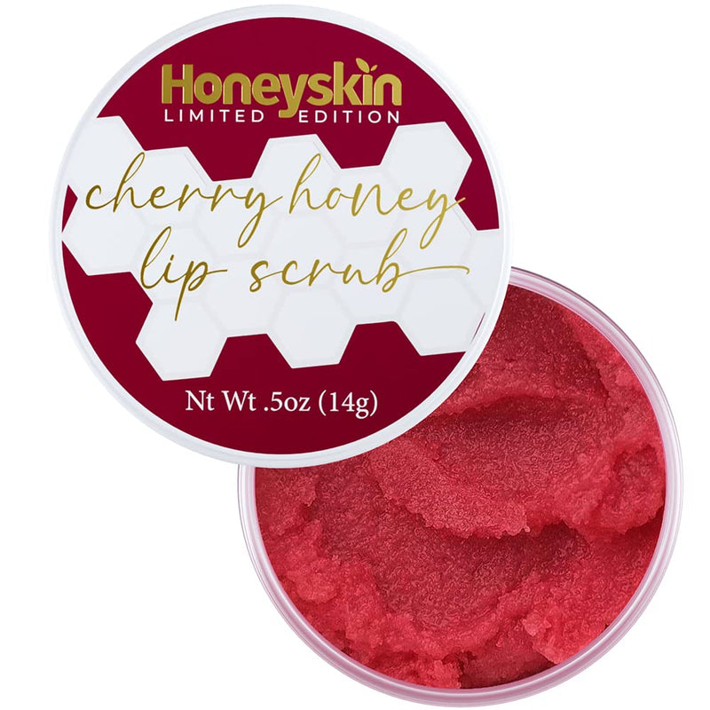 Lip Exfoliator Scrub and Lip Treatment - Gentle Lip Repair for Dry Cracked Lips and Lip Scrubs Exfoliator and Moisturizer - All Naturals Lip Brightening for Dark Lips (Cherry Honey) Cherry Honey