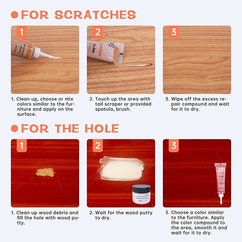 [Australia] - Wood Furniture Repair Kit - 18 Colors Wood Filler Hardwood Laminate Vinyl Floor Repair Kit Wood Putty Cabinet Touch Up Kit - Cover Scratches, Stains, Holes for Table, Door, Veneer, Cherry, Walnut 