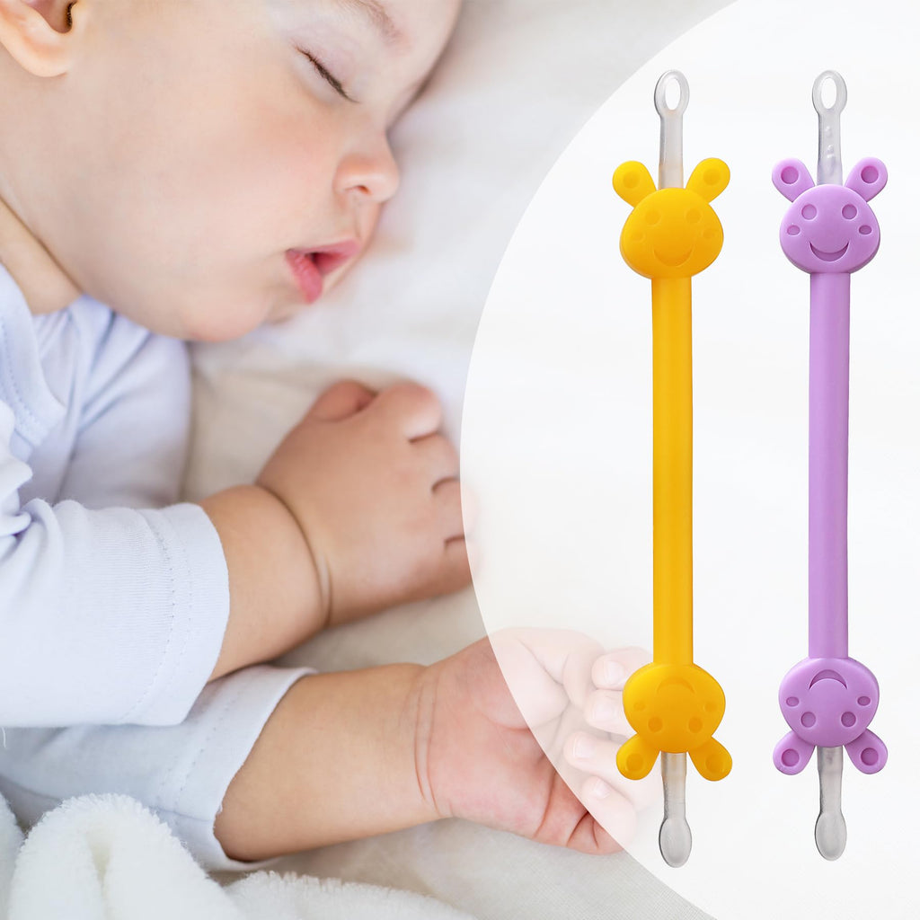 Booger Picker for Infants, Baby Nasal Booger and Earwax Remover for Newborns and Toddlers, Safe & Easy to Use, Infant Booger Picker for Sticky & Dried Boogers, Baby Boogie Picker (Orange & Purple) Orange + Purple