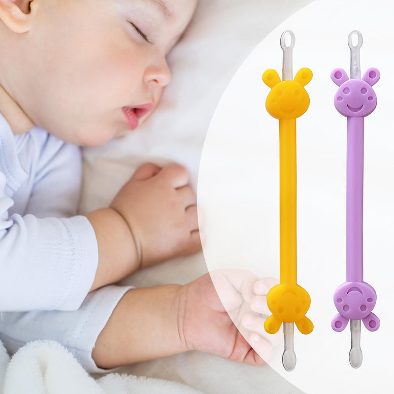 Booger Picker for Infants, Baby Nasal Booger and Earwax Remover for Newborns and Toddlers, Safe & Easy to Use, Infant Booger Picker for Sticky & Dried Boogers, Baby Boogie Picker (Orange & Purple) Orange + Purple