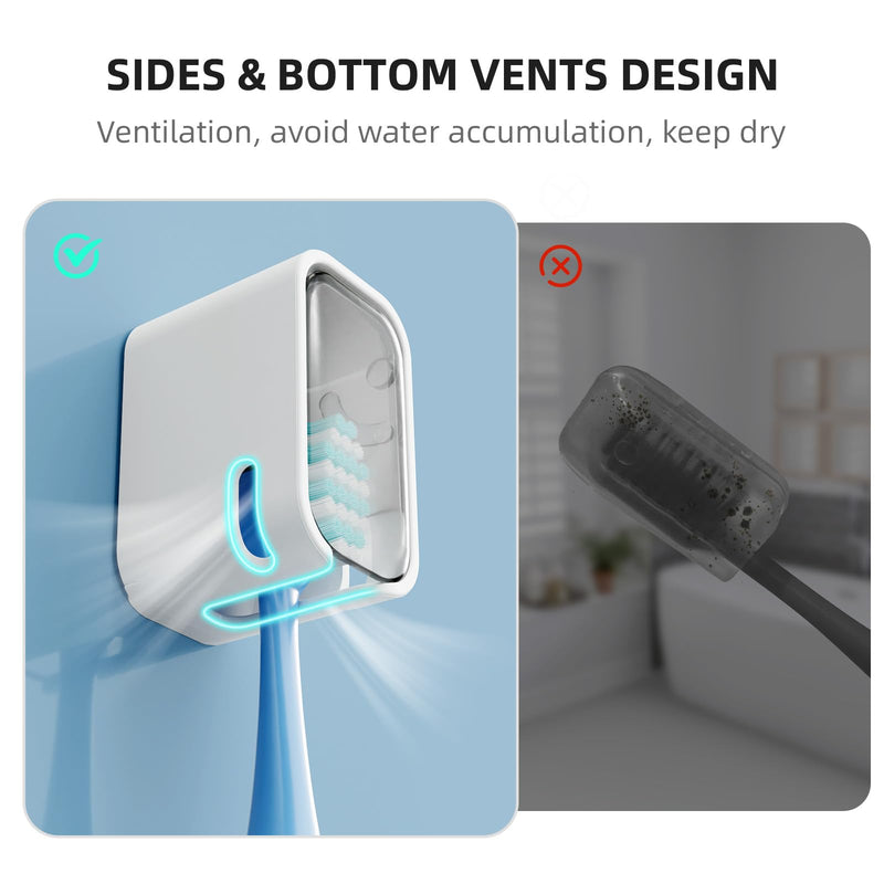 [Australia] - Travel Toothbrush Head Cover 2PCS, Electric Toothbrush Covers Caps, Ventilated Toothbrush Protectors Caps for Travel, Camping, Bathroom, Business, Grey 