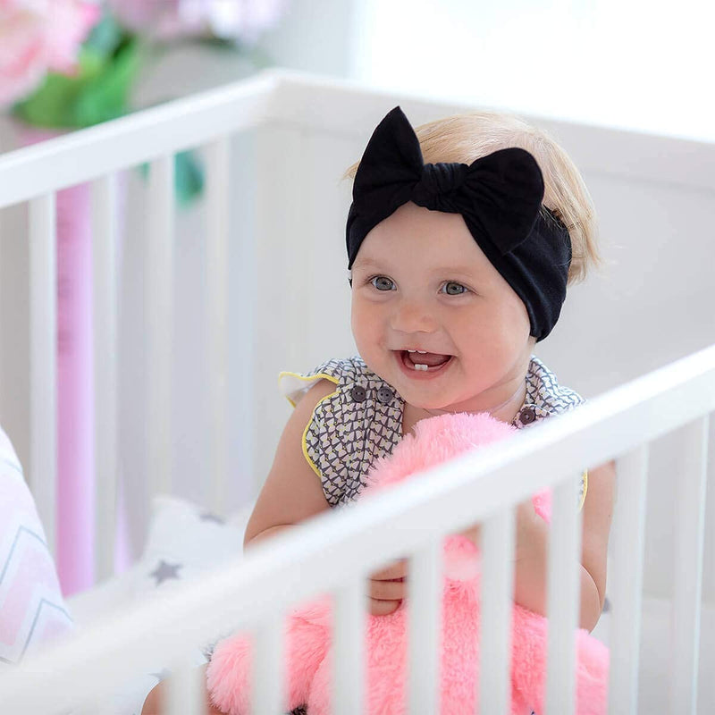[Australia] - Baby Girl Headbands-Infant,Toddler Cotton Handmade Hairbands with Bows Child Hair Accessories (Black) Black 