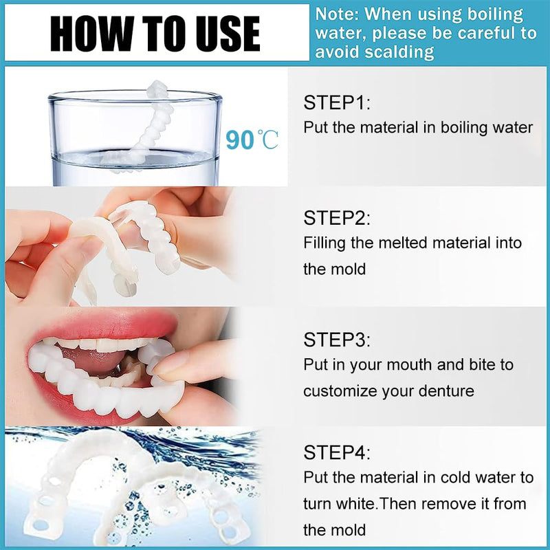[Australia] - Prostheses Fake Teeth, 5 Pairs False Artificial Teeth Braces Smile Veneers Cosmetic Temporary Teeth Dentures Prosthesis Artificial Veneers Teeth Top and Bottom 