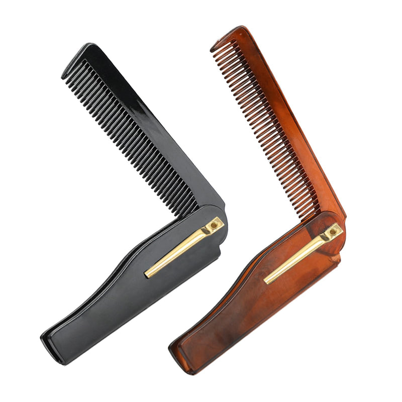 [Australia] - Pack of 2 men's folding comb, folding comb for men, foldable hair and beard comb, portable mini folding comb, anti-static pocket comb for beard and hair care, ideal for travel and everyday life 