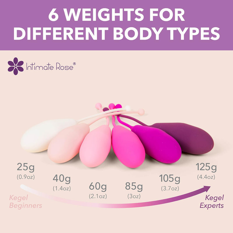 [Australia] - Kegel Exercise System - Pelvic Floor Exercises - Set of 6 Premium Silicone Kegel Exercise Weights & Control with Training Kit for Women: Beginners & Advanced (Pack of 1) Basic Kegel Set 