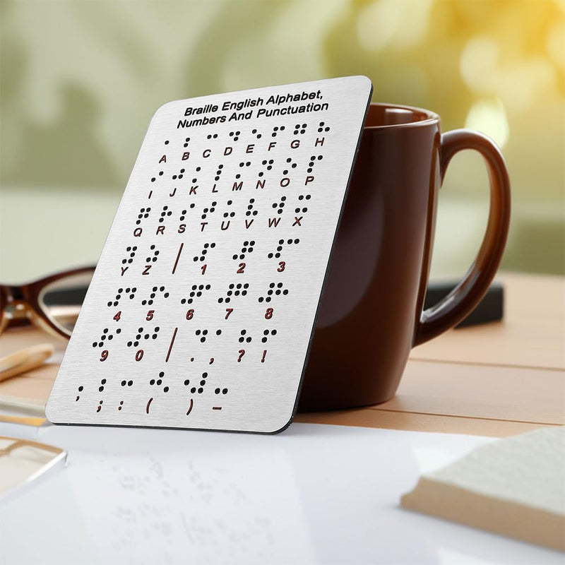BESTonZON 2 Pack Braille Alphabet Boards with Raised Dots for Letters Numbers Punctuation - Tactile Braille Learning Aid for Blind Children Beginners at Home and School