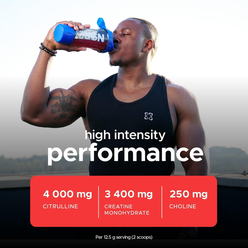 USN 3XT Dynamite Pre Workout Powder (30 Servings – 375g). Pre- Workout Energy Drink with Natural Caffeine (250mg), Citrulline, Creatine, Beta Alanine, Choline, Taurine and Zero Sugar – Candy Pop