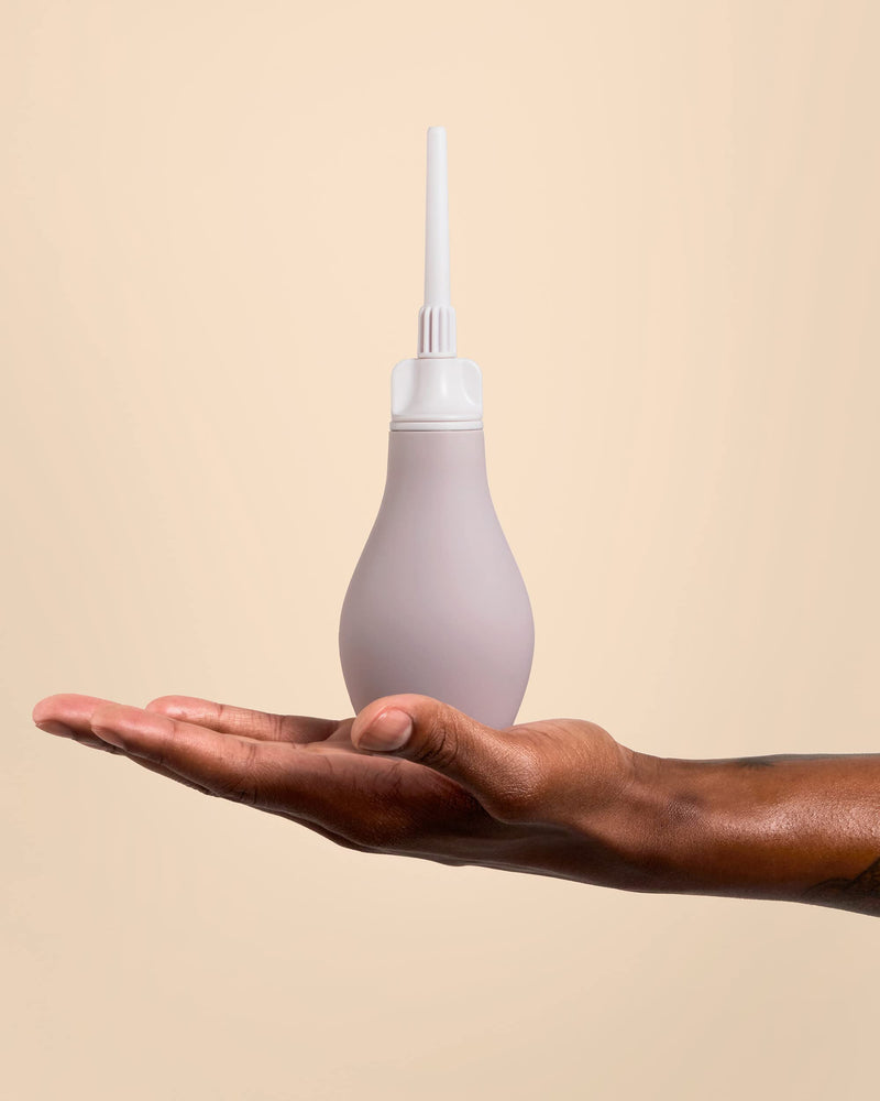 [Australia] - Du Silicone Anal Enema Kit for Colon Cleansing Anal Douche for Women & Men Soft Enema Bulb with Replaceable Flexible Tips - 6oz Stone 