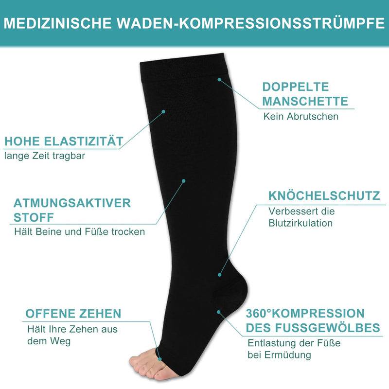 [Australia] - Evolyline Medical Compression Stockings Women & Men 20-30 mmhg Class 2, Compression Socks Thrombosis Stockings Women's Flight, Support Stockings Women's Support Tights for Varicose Veins Ankle Black XXL 