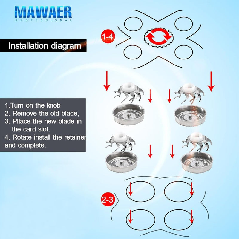 [Australia] - 8 PCS Head Shaver replacement Blades for SKULL SHAVER Pitbull Carver PRO 4 Head Electric Razor Replacement head 8 Pcs Silver 