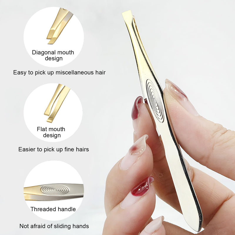 [Australia] - SHUBEIEUMI tweezers set, 3-piece precision tweezers set, hair plucking tweezers, eyebrow plucking tweezers, stainless steel tweezers, for facial care for plucking eyebrows 