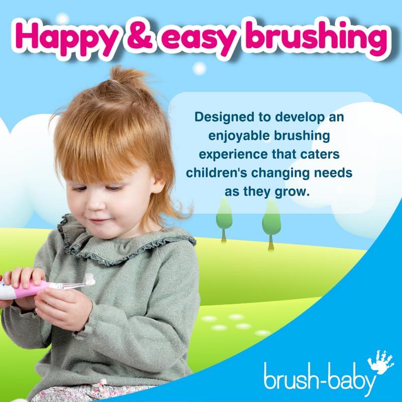 [Australia] - brush-baby BabySonic Infant and Toddler Electric Toothbrush for Ages 0-3 Years - Smart LED Timer and Gentle Vibration Provide a Fun Brushing Experience - includes 2 Sensitive Brush Heads (Teal) Teal 