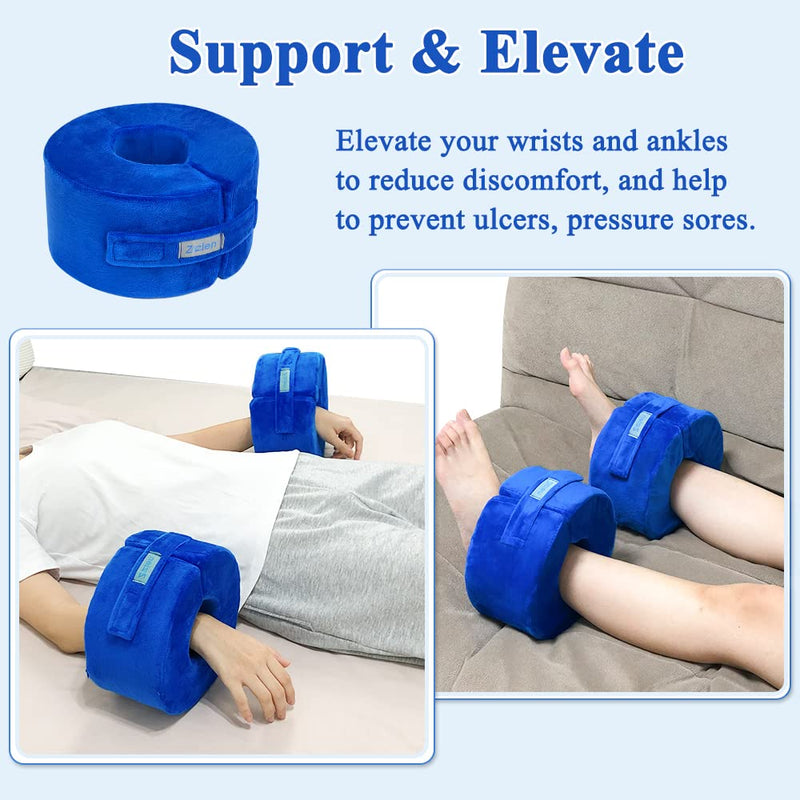 Zelen Foot Elevation Pillows Ankle Wedge Foot Support Pillow Heel Protectors for Pressure Sores Leg Rest Cushion for Bed Sores Ulcer Sleeping Ankle Protector Elevated Foam (Medium, 1 Pair)