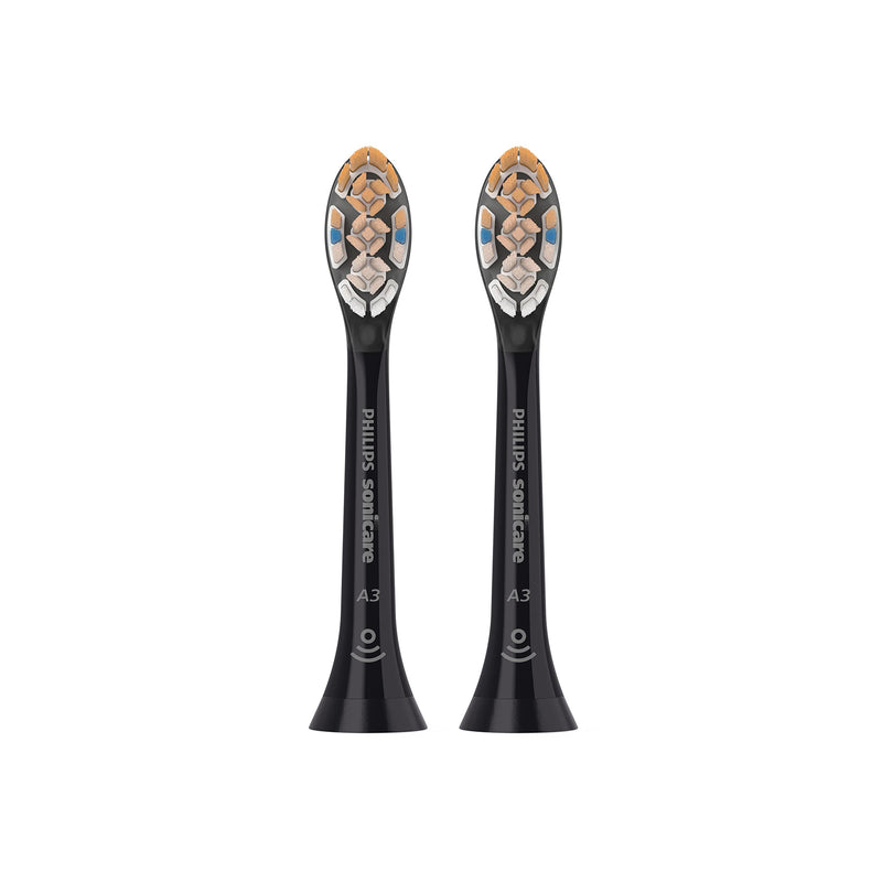 [Australia] - Philips Sonicare A3 All-in-One - Genuine Replacement Electric Toothbrush Heads, Black, 2 Pack, HX9092/95 2 Count (Pack of 1) 