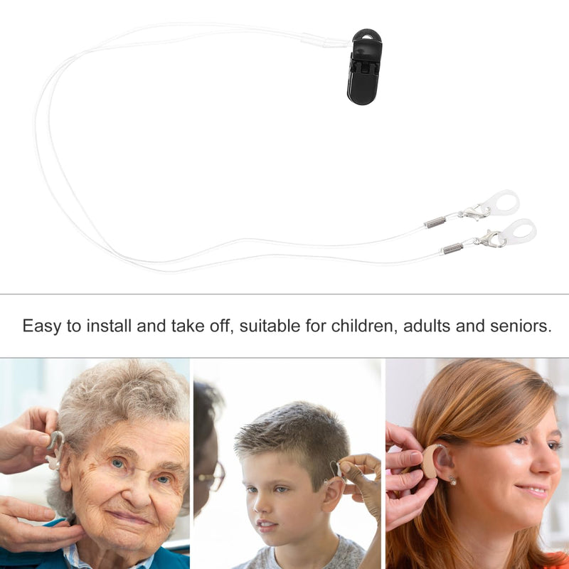 iplusmile Hearing Aid Retention Cord – Anti-Loss Clip Strap for Secure BTE Hearing Device Fixation – Lightweight ABS Material with Transparent Design – for Seniors, Adults & Kids