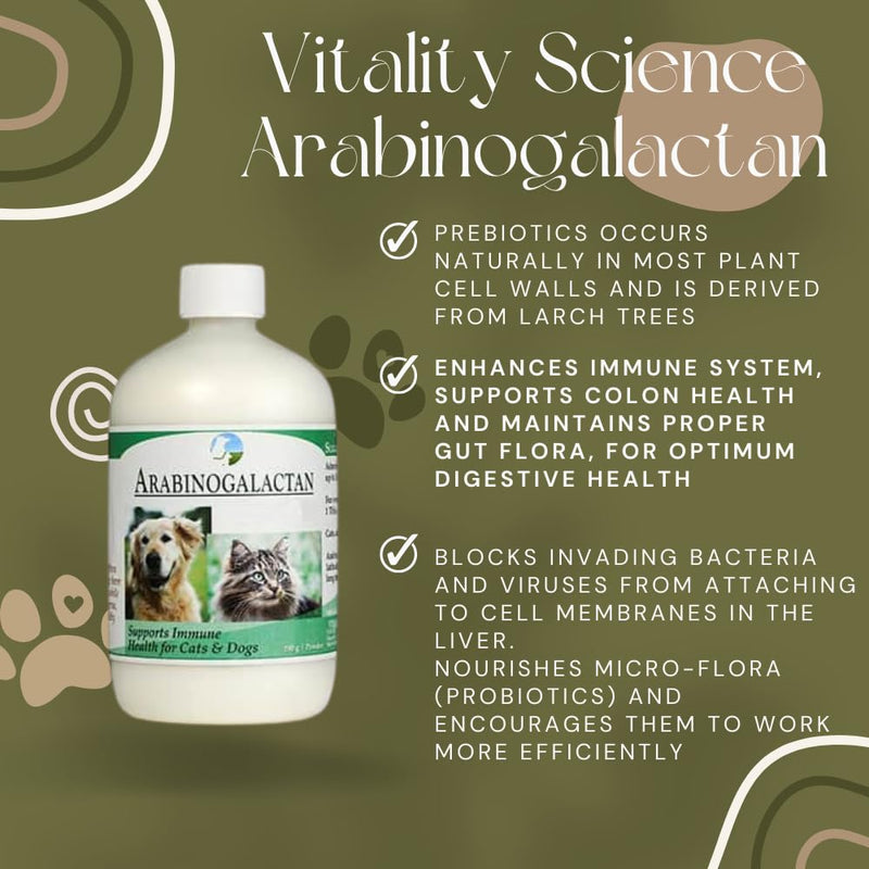 Arabinogalactan Water Soluble Prebiotic for Cats and Dogs | 100% Natural | Supports Immune Health | Maintains Proper Gut and GI Tract | Optimum Digestive Health (120g) 120g - PawsPlanet Australia