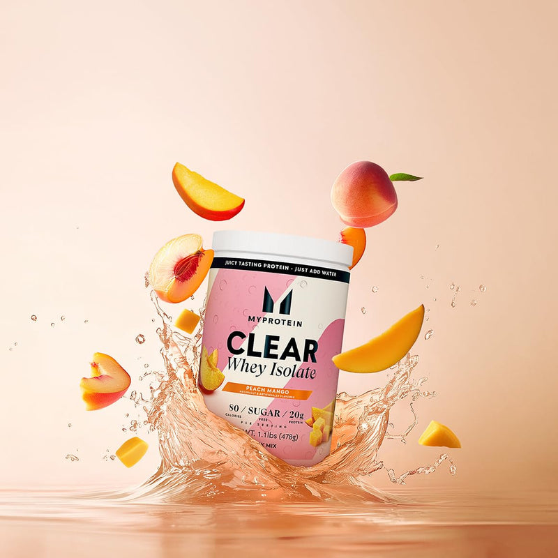 [Australia] - Myprotein Clear Whey Isolate Protein Powder, 1.1 Lb (20 Servings) Peach Mango, 20g Protein per Serving, Naturally Flavored Drink Mix, Daily Protein Intake for Superior Performance 1.1 Pound (Pack of 1) 
