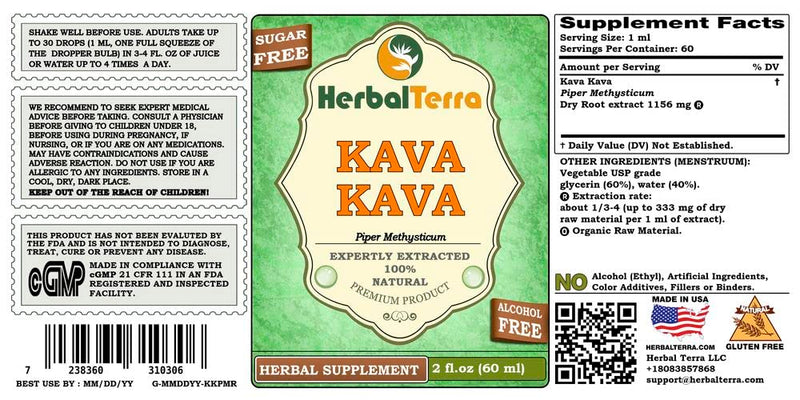 [Australia] - Kava Kava (Piper Methysticum) Glycerite, Dried Root Alcohol-Free Liquid Extract 2 oz 2 Fl Oz (Pack of 1) 