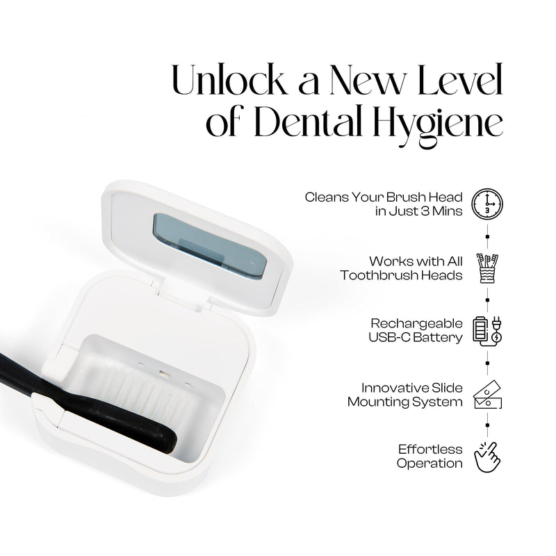 [Australia] - Mondano UV-C Toothbrush Sanitizer and Holder, Toothbrush Case - Manual/Electric Toothbrush Cover for Any Toothbrush Head - Rechargeable Toothbrush Travel Case, Tooth Brush Cover Cap for Home Frost White 