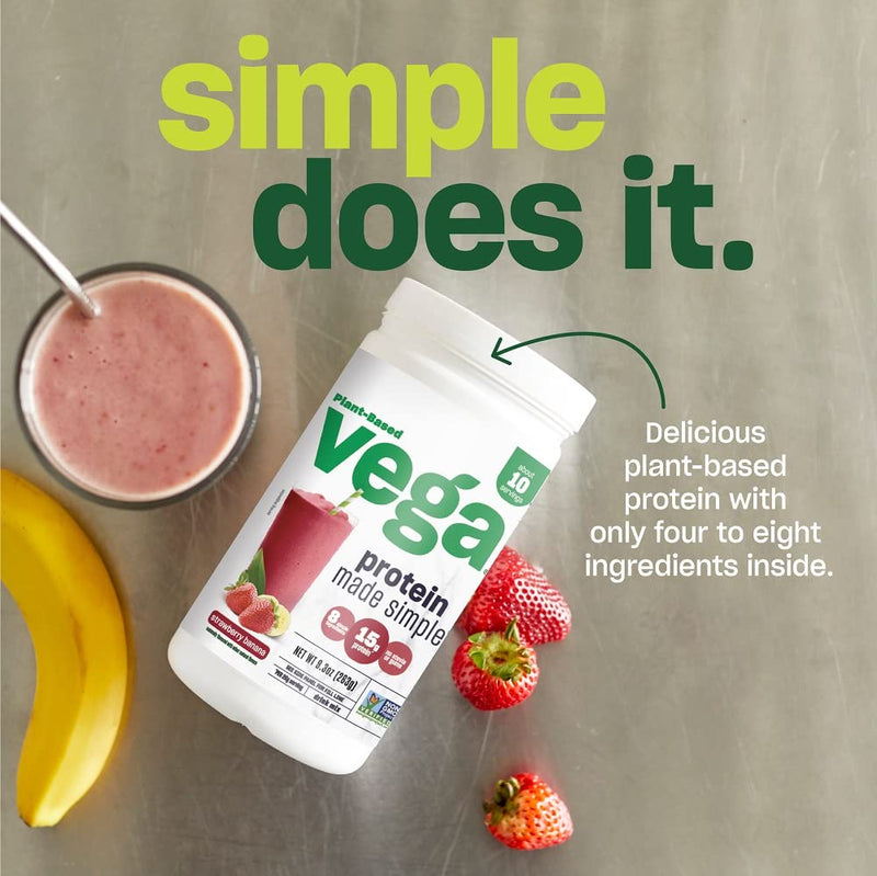 [Australia] - Vega Protein Made Simple Protein Powder, Vanilla - Stevia Free, Vegan, Plant Based, Healthy, Gluten Free, Pea Protein for Women and Men, 9.2 oz (Packaging May Vary) 10 Servings (Pack of 1) 