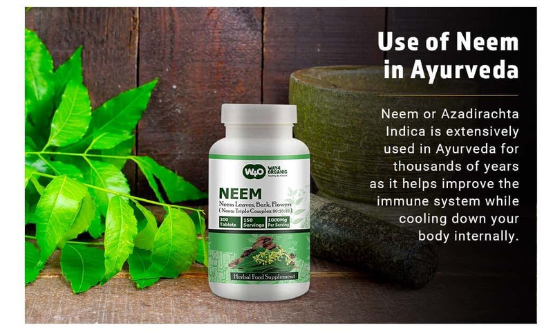 [Australia] - Neem Triple Complex - High-Potency Azadirachta Indica Tablets, Neem Leaves, Bark, Flowers in Ratio (80:10:10) - 300 Tablets, 150 Serving, 1000 Mg (1 Pack) 1 