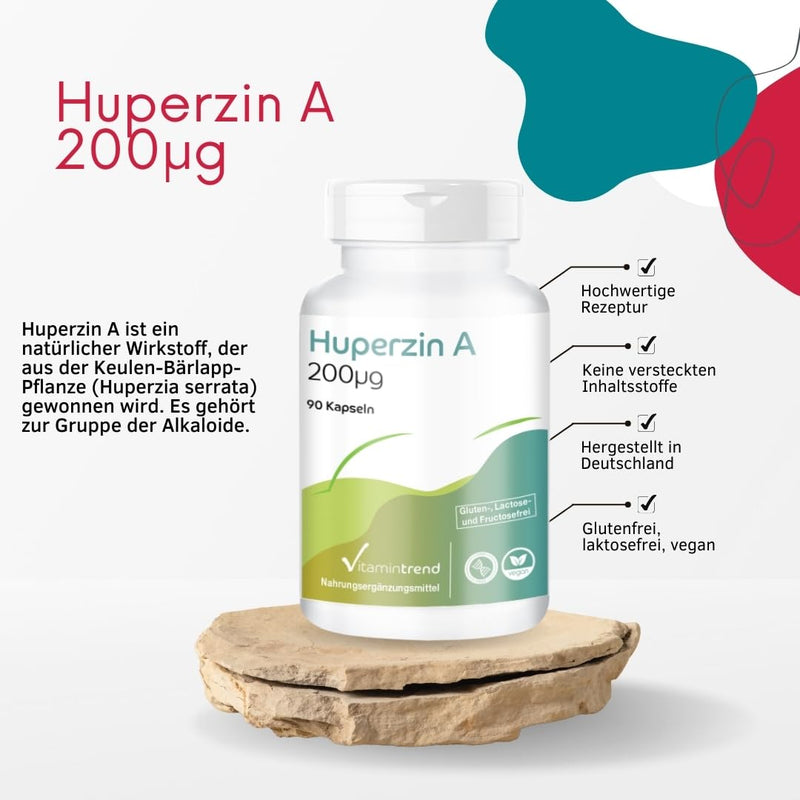 [Australia] - Huperzin A 200µg - from club moss extract - 90 capsules! 3 MONTH SUPPLY! high dosage - safe dosage - vegan - bioavailable supplements from Germany | Vitamin trend 